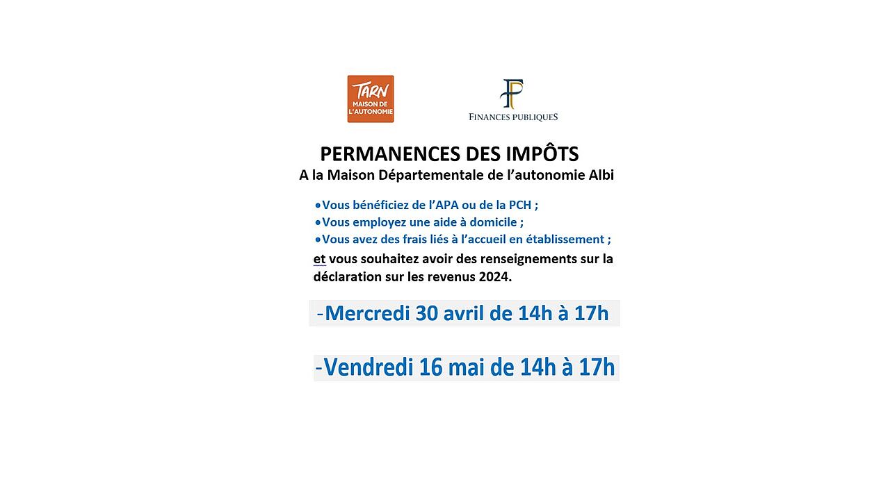 Permanences des impôts à la Maison départementale de l'Autonomie